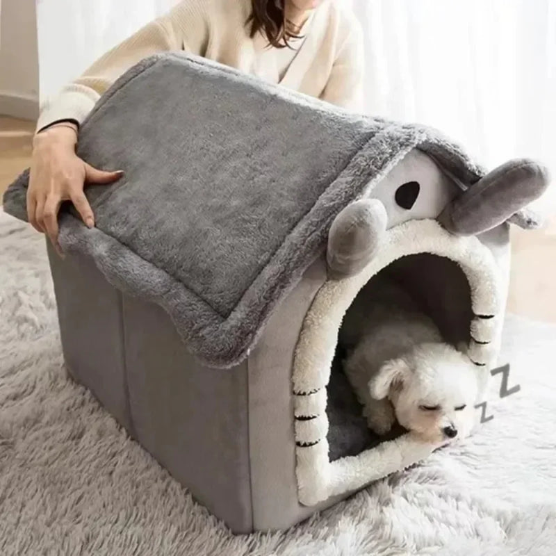 Casa Quente para Gatos e Cães para Todas as Estações – Almofada Removível e Lavável, Cama Macia para Pets de Interior, Canil para Pets Pequenos e Médios, Suprimentos Duráveis para Pets.