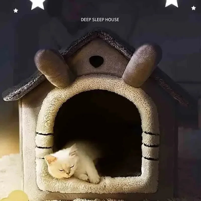 Casinha Quente para Cães de Interior – Cama Macia para Pets em Forma de Tenda, Canil para Cães, Cama para Gatos com Almofada Removível e Lavável, Adequada para Todas as Estações.