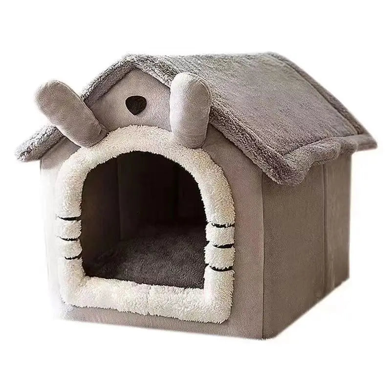 Casinha Quente para Cães de Interior – Cama Macia para Pets em Forma de Tenda, Canil para Cães, Cama para Gatos com Almofada Removível e Lavável, Adequada para Todas as Estações.