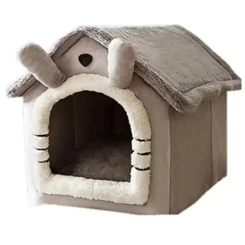 Casa Quente para Gatos e Cães para Todas as Estações – Almofada Removível e Lavável, Cama Macia para Pets de Interior, Canil para Pets Pequenos e Médios, Suprimentos Duráveis para Pets.