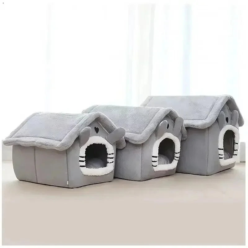 Casinha Quente para Cães de Interior – Cama Macia para Pets em Forma de Tenda, Canil para Cães, Cama para Gatos com Almofada Removível e Lavável, Adequada para Todas as Estações.