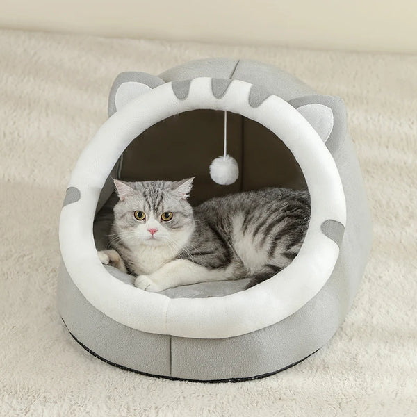 Super Cama para Gatos – Casa Quente para Pets, Caverna com Almofada para Gatinhos, Casa Aconchegante para Dormir, Cesto em Forma de Tenda para Cães Pequenos, Tapete e Cama para Gatos.