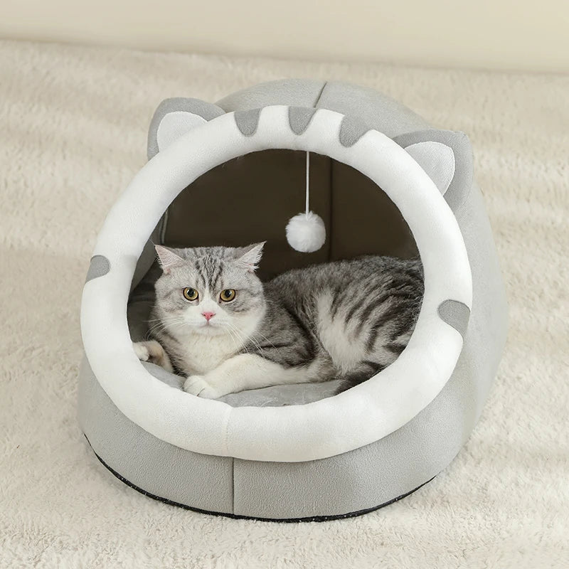 Super Cama para Gatos – Casa Quente para Pets, Caverna com Almofada para Gatinhos, Casa Aconchegante para Dormir, Cesto em Forma de Tenda para Cães Pequenos, Tapete e Cama para Gatos.