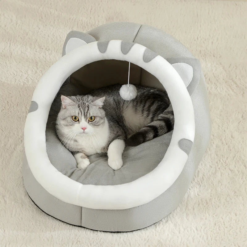 Super Cama para Gatos – Casa Quente para Pets, Caverna com Almofada para Gatinhos, Casa Aconchegante para Dormir, Cesto em Forma de Tenda para Cães Pequenos, Tapete e Cama para Gatos.