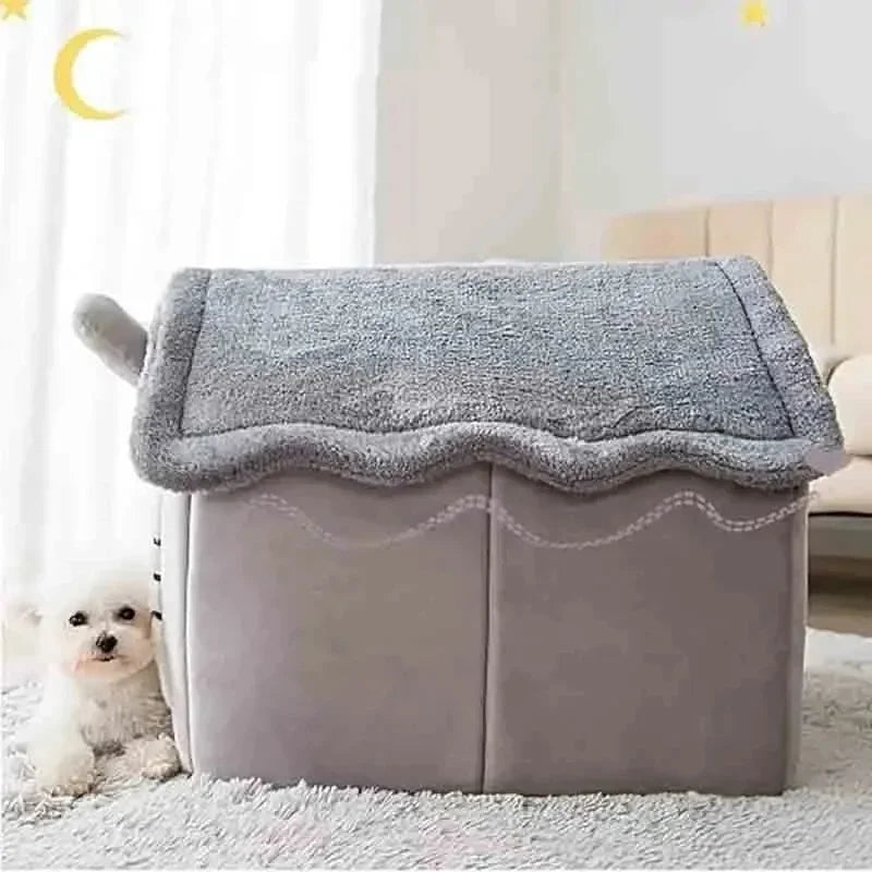 Casinha Quente para Cães de Interior – Cama Macia para Pets em Forma de Tenda, Canil para Cães, Cama para Gatos com Almofada Removível e Lavável, Adequada para Todas as Estações.