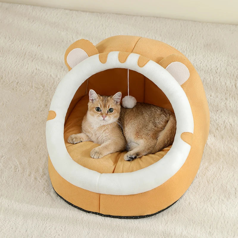 Super Cama para Gatos – Casa Quente para Pets, Caverna com Almofada para Gatinhos, Casa Aconchegante para Dormir, Cesto em Forma de Tenda para Cães Pequenos, Tapete e Cama para Gatos.
