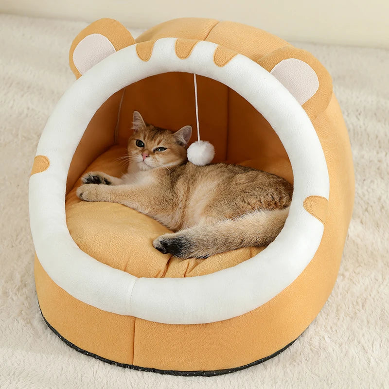 Super Cama para Gatos – Casa Quente para Pets, Caverna com Almofada para Gatinhos, Casa Aconchegante para Dormir, Cesto em Forma de Tenda para Cães Pequenos, Tapete e Cama para Gatos.
