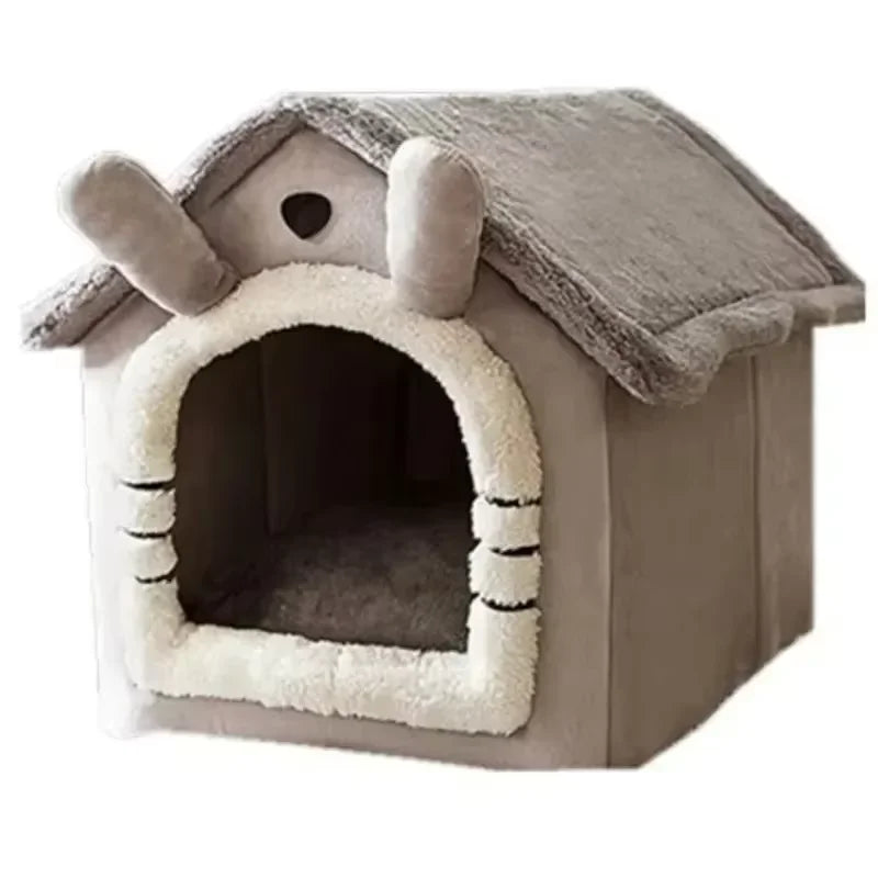 Casa Quente para Gatos e Cães para Todas as Estações – Almofada Removível e Lavável, Cama Macia para Pets de Interior, Canil para Pets Pequenos e Médios, Suprimentos Duráveis para Pets.