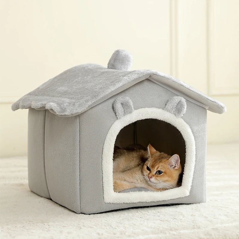 Casinha Dobrável para Pets – Casa para Gatos Removível e Lavável, Caverna Sofá para Filhotes, Cama e Casinha para Cães Extra Pequenos e Gatos Pequenos e Médios.