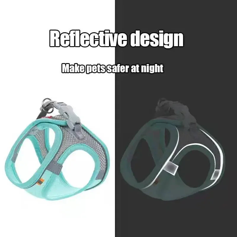 Colete Peitoral com Guia para Gatos e Cães – Conjunto de Peitoral Reflexivo, Respirável e Ajustável para Cães de Pequeno e Médio Porte, Ideal para Passeios ao Ar Livre.