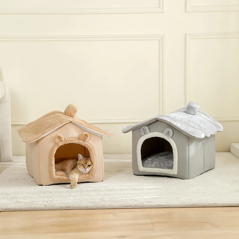 Casinha Dobrável para Pets – Casa para Gatos Removível e Lavável, Caverna Sofá para Filhotes, Cama e Casinha para Cães Extra Pequenos e Gatos Pequenos e Médios.