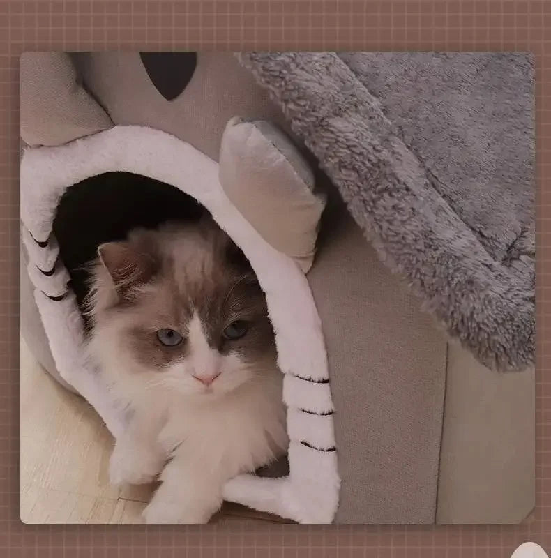 Casa Quente para Gatos e Cães para Todas as Estações – Almofada Removível e Lavável, Cama Macia para Pets de Interior, Canil para Pets Pequenos e Médios, Suprimentos Duráveis para Pets.