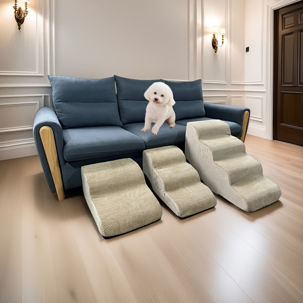 Escada para Pets para Subir e Descer do Sofá ou Cama – Modelo de Degraus de Espuma com Inclinação para Gatos e Cães Pequenos.