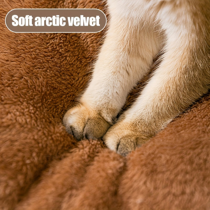 Cama Caverninha Confortável para Gatos – Lavável e Destacável, Casa Macia para Pets em Poliéster, para Aquecimento no Inverno.