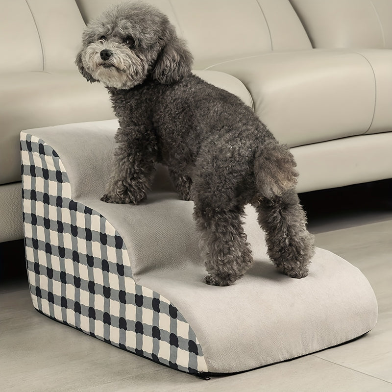 Rampa para cães de espuma de alta densidade com 3 degraus, base antiderrapante, escada interna para camas e sofás, superfície de tecido macio, ideal para cães pequenos a extra pequenos, auxílio de acessibilidade para pets