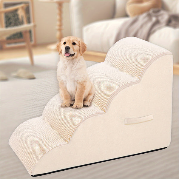 Escada para Cães Pequenos com 2/3/4 Degraus – Degraus Antiderrapantes para Sofá e Cama, Capa Removível e Lavável, Ideal para Cães Idosos, Feridos ou com Dores nas Articulações