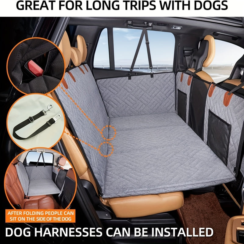 Almofada de Assento para Carro Pesada para Pets, Cama de Viagem para Cães, Cinza, Almofada de Assento para Cães no Carro, Rede de Viagem para Cães no Carro, Presente de Natal para Cães.
