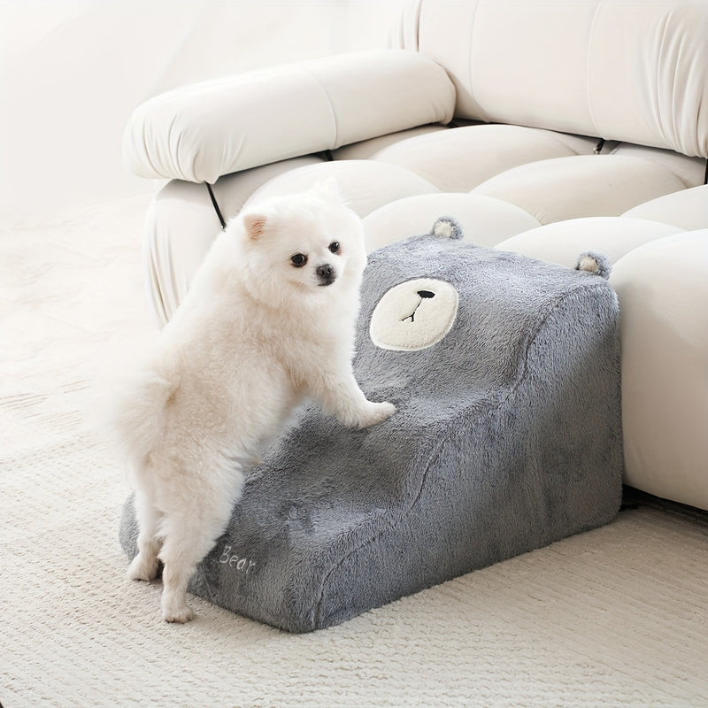 Rampa Pet em Formato de Urso – Compacta, Antiderrapante, com Capa Removível e Lavável | Ideal para Sofá e Cama | Altura 39cm | Para Cães de Pequeno e Médio Porte