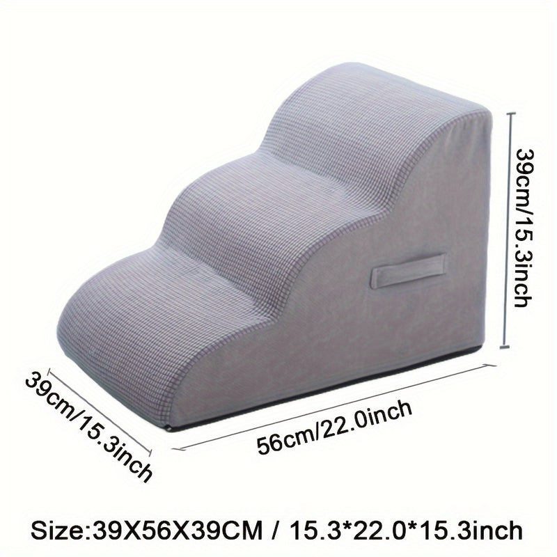Escada para Pets – Escada de 2 e 3 Degraus com Espuma Macia para Cães e Gatos de Pequeno a Médio Porte, com Rampa Destacável.