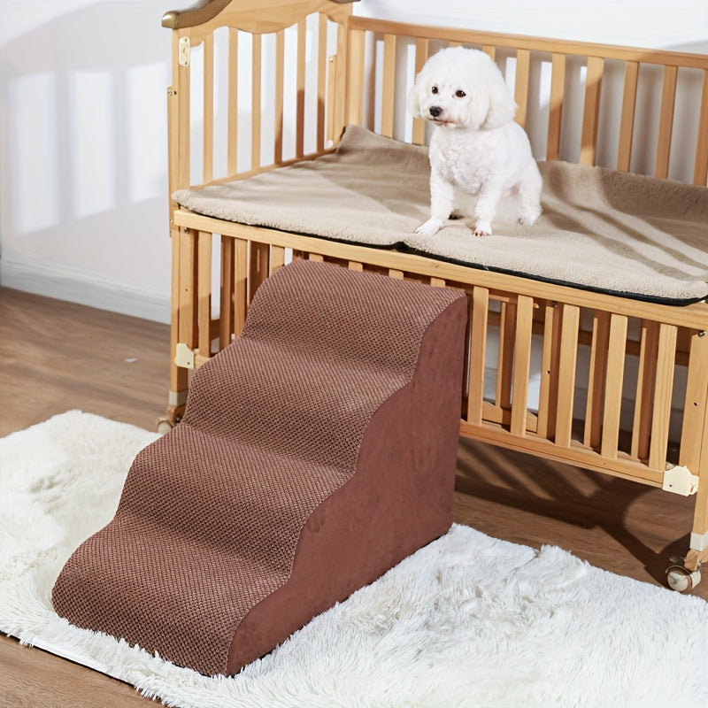 Escada para Pets para Subir e Descer do Sofá ou Cama – Modelo de Degraus de Espuma com Inclinação para Gatos e Cães Pequenos.