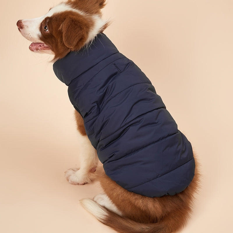 Casaco de Inverno para Cães de Cor Sólida, Acolchoado e Espesso, Jaqueta Confortável e Macia para Cães, Ideal para Clima Frio
