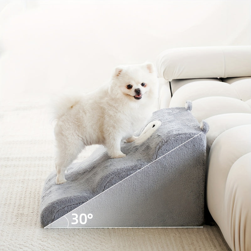 Rampa Pet em Formato de Urso – Compacta, Antiderrapante, com Capa Removível e Lavável | Ideal para Sofá e Cama | Altura 39cm | Para Cães de Pequeno e Médio Porte