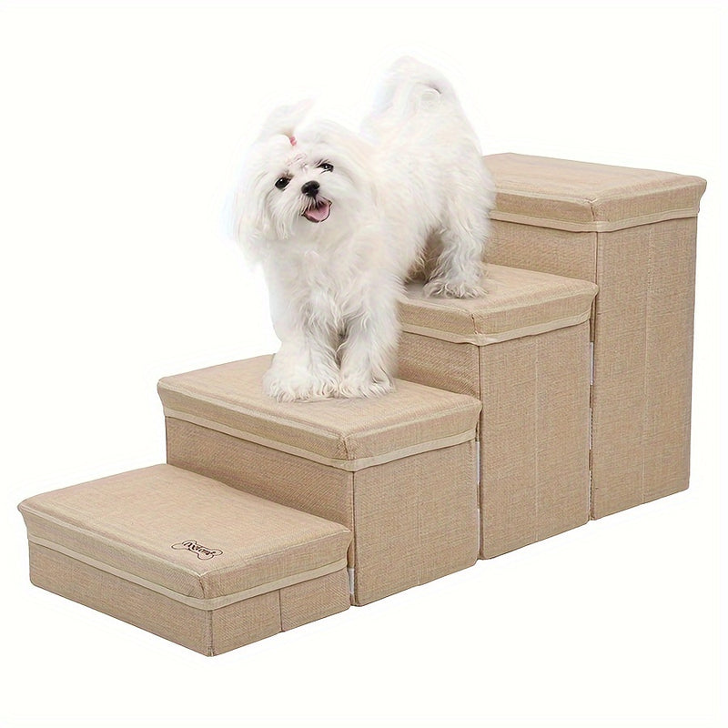 Escada Pet com 4 Degraus – Escada de Subida para Cães de Pequeno Porte | Escada Residencial Multinível | Ideal para Acesso a Sofás, Camas e Poltronas