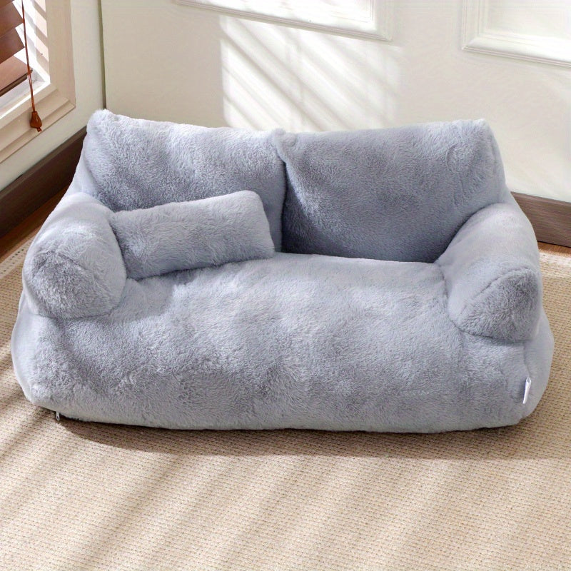 Sofá Confortável Cinza para Pets, Ideal para Gatos e Cães Pequenos - Cama Desmontável, Sofá para Todas as Estações com Capa de Poliéster Macio e Enchimento de Fibra de Polipropileno, 55x38x20cm, Ideal para Relaxamento em Casa, Sofá para Cães.
