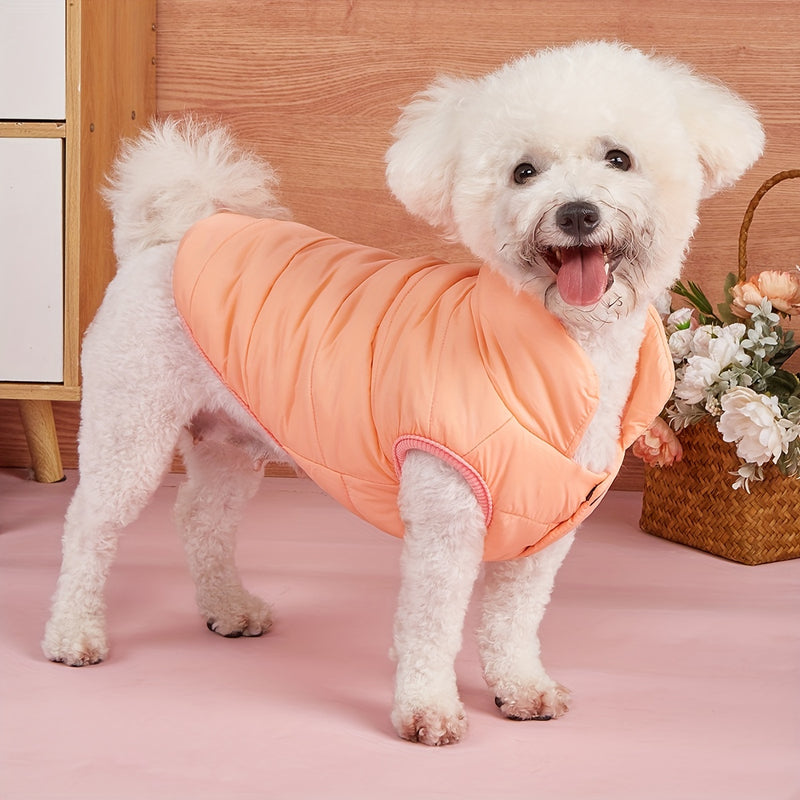 Casaco de Inverno para Cães de Cor Sólida, Acolchoado e Espesso, Jaqueta Confortável e Macia para Cães, Ideal para Clima Frio