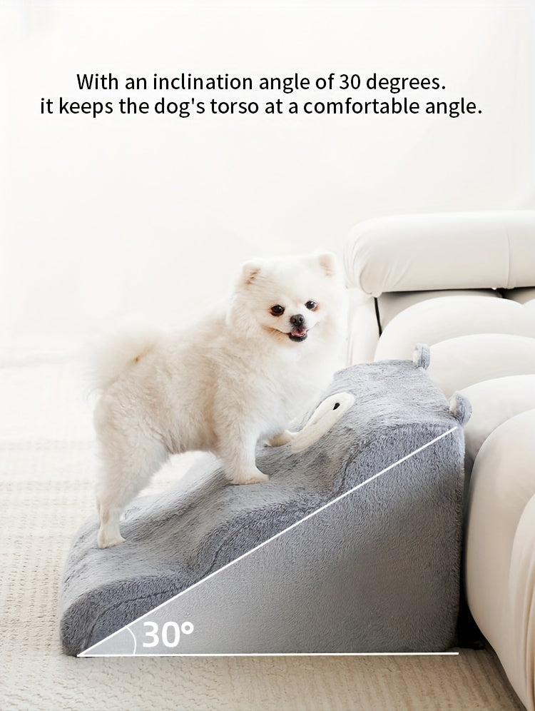Rampa Pet em Formato de Urso – Compacta, Antiderrapante, com Capa Removível e Lavável | Ideal para Sofá e Cama | Altura 39cm | Para Cães de Pequeno e Médio Porte
