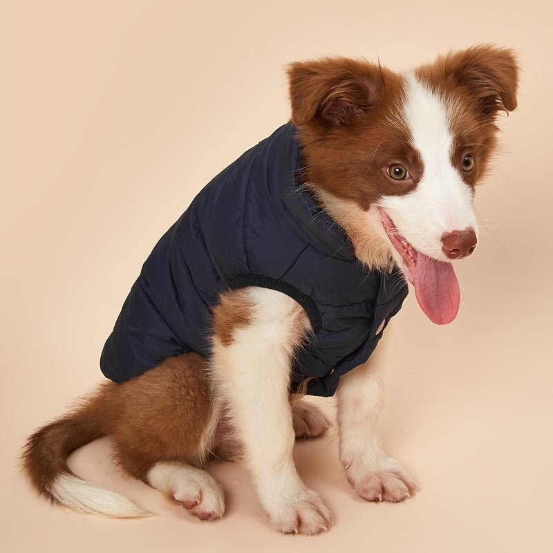 Casaco de Inverno para Cães de Cor Sólida, Acolchoado e Espesso, Jaqueta Confortável e Macia para Cães, Ideal para Clima Frio