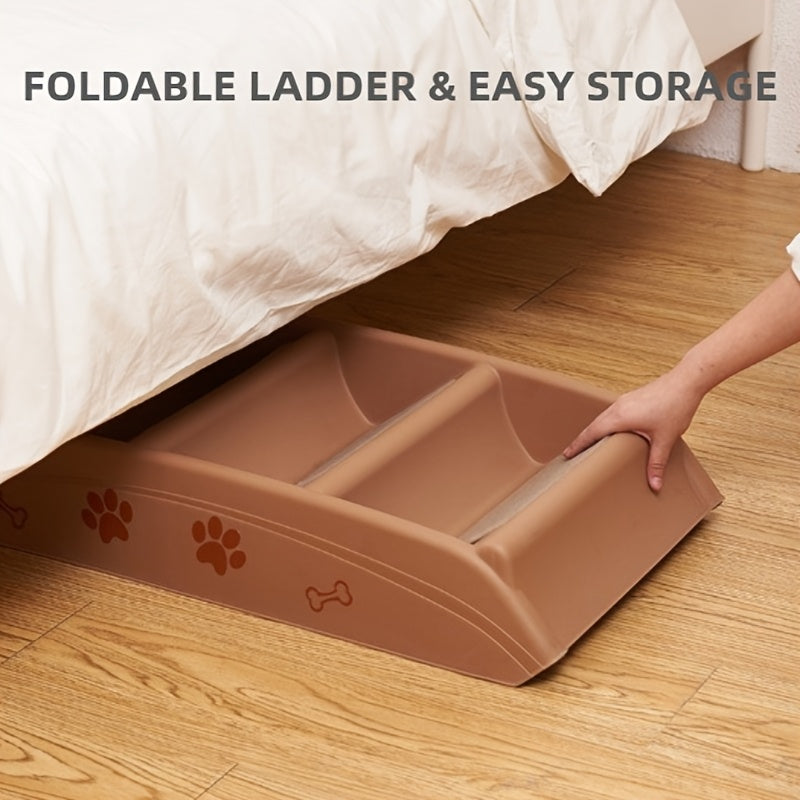 Escada dobrável para pets com ângulo reto, design fofo de patinhas e ossinhos, fácil de montar e guardar, degraus antiderrapantes para uso doméstico - ideal para sofá, cama e mais, escada para pets | escada moderna para pets | escada resistente para pets