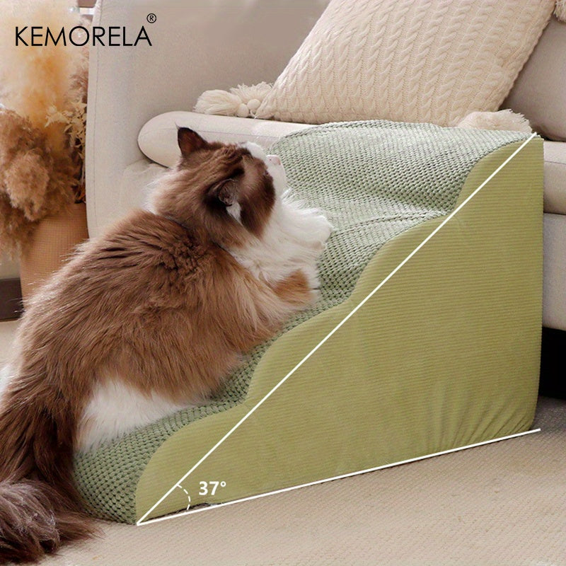 Escada Pet com 2 ou 3 Degraus | Degraus Antiderrapantes com Capa Removível e Lavável | Rampa para Cães e Gatos | Ideal para Filhotes, Pets Idosos ou em Recuperação