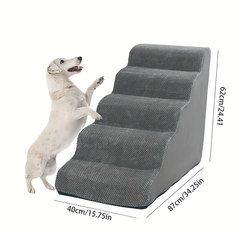 Escada Pet com 2, 3, 4 ou 5 Degraus – Para Cães e Gatos | Superfície Almofadada, Antiderrapante e Tecido Lavável | Ideal para Pets de Pequeno, Médio e Grande Porte | Acesso Fácil a Sofás e Camas
