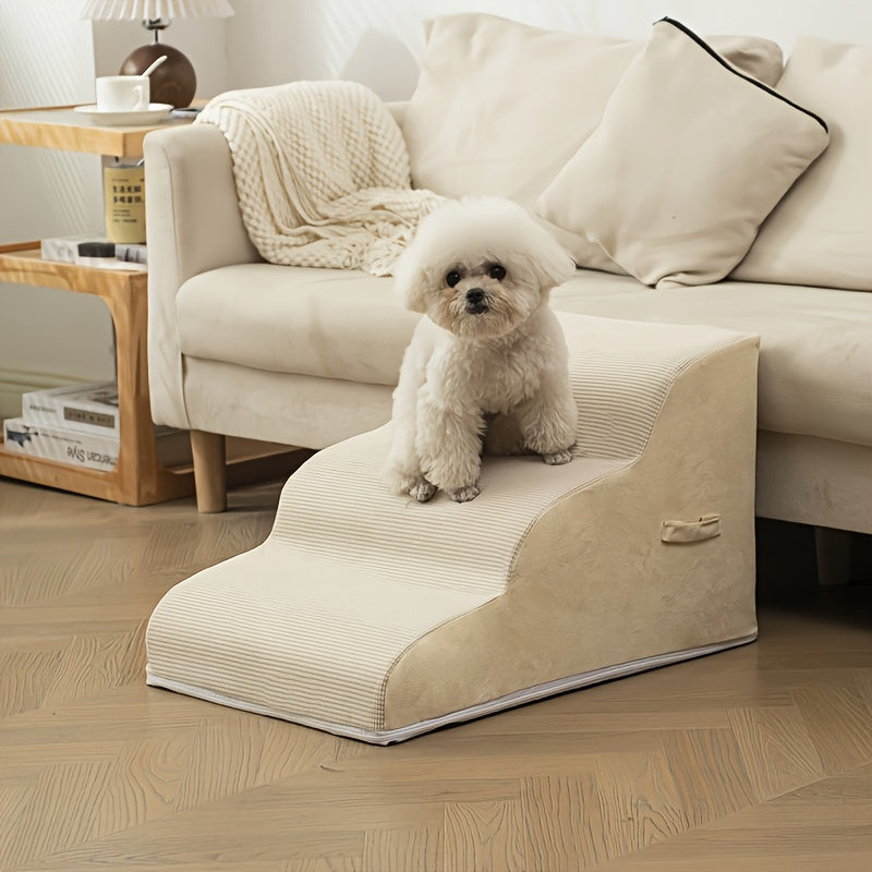 Rampa Pet com Degraus Seguros e Laváveis | Design Diagonal com Espuma de Alta Densidade | Revestimento em Flanela Macia