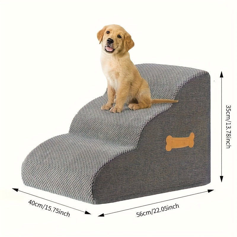 Escada Rampa para Pets Pequenos com Base Antiderrapante – Degraus Espessos de Espuma para Pets Idosos e Feridos, Subida Segura para Sofá/Cama, Degraus para Cães Pequenos, Design de Topo Arqueado