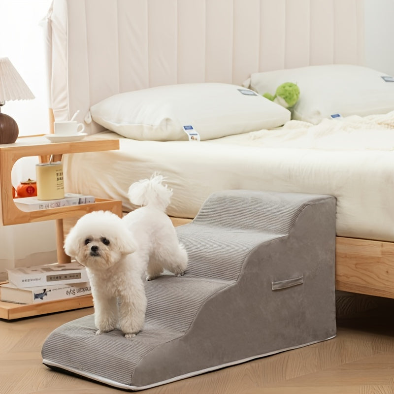 Rampa Pet com Degraus Seguros e Laváveis | Design Diagonal com Espuma de Alta Densidade | Revestimento em Flanela Macia