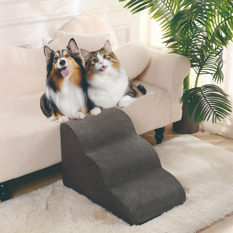 Escada Pet com 2, 3, 4 ou 5 Degraus – Para Cães e Gatos | Superfície Almofadada, Antiderrapante e Tecido Lavável | Ideal para Pets de Pequeno, Médio e Grande Porte | Acesso Fácil a Sofás e Camas