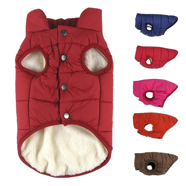 Casaco de Inverno para Cães de Cor Sólida, Acolchoado e Espesso, Jaqueta Confortável e Macia para Cães, Ideal para Clima Frio
