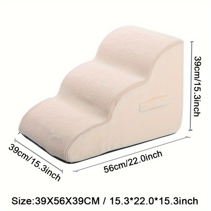 Escada para Pets – Escada de 2 e 3 Degraus com Espuma Macia para Cães e Gatos de Pequeno a Médio Porte, com Rampa Destacável.