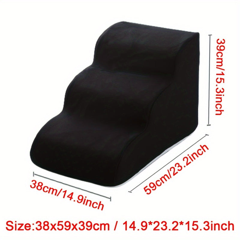 Escada Pet com 3 Degraus e Pegada Confortável | Degraus Acolchoados em Espuma | Superfície em Tecido Antiderrapante | Ideal para Cães de Pequeno e Médio Porte