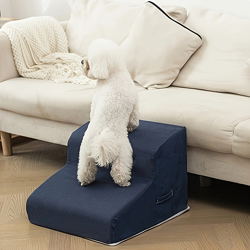 Rampa Pet com Degraus Seguros e Laváveis | Design Diagonal com Espuma de Alta Densidade | Revestimento em Flanela Macia