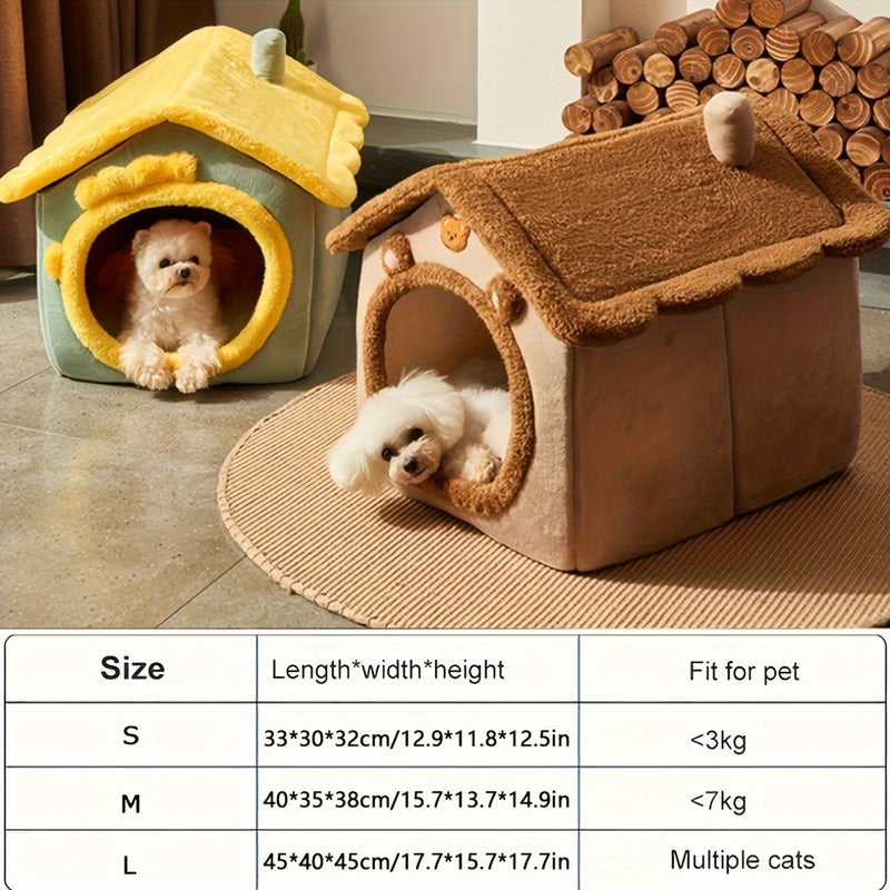 Cama Caverninha Confortável para Gatos – Lavável e Destacável, Casa Macia para Pets em Poliéster, para Aquecimento no Inverno.