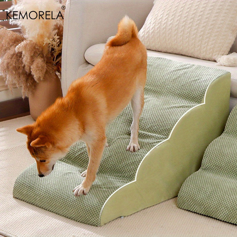 Escada Pet com 2 ou 3 Degraus | Degraus Antiderrapantes com Capa Removível e Lavável | Rampa para Cães e Gatos | Ideal para Filhotes, Pets Idosos ou em Recuperação
