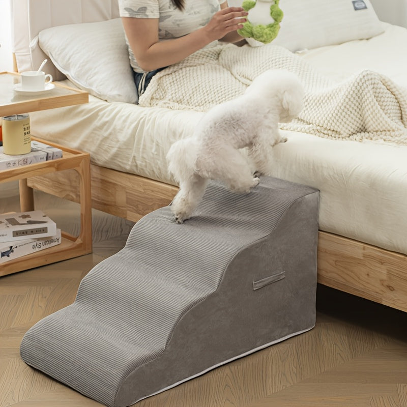 Escada Pet com 2, 3 ou 4 Degraus – Design Confortável com Estampa de Estrelas | Ideal para Cães e Gatos Idosos, Com Lesões ou Mobilidade Reduzida | Degraus em Espuma Resistente
