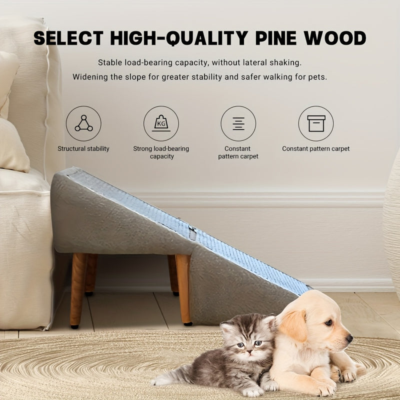 Escada Pet de Madeira 2 em 1 – Escada e Banco Auxiliar | Para Cães de Pequeno e Médio Porte | Superfície Texturizada, Estrutura Robusta e Design Moderno para Decorar Sua Casa