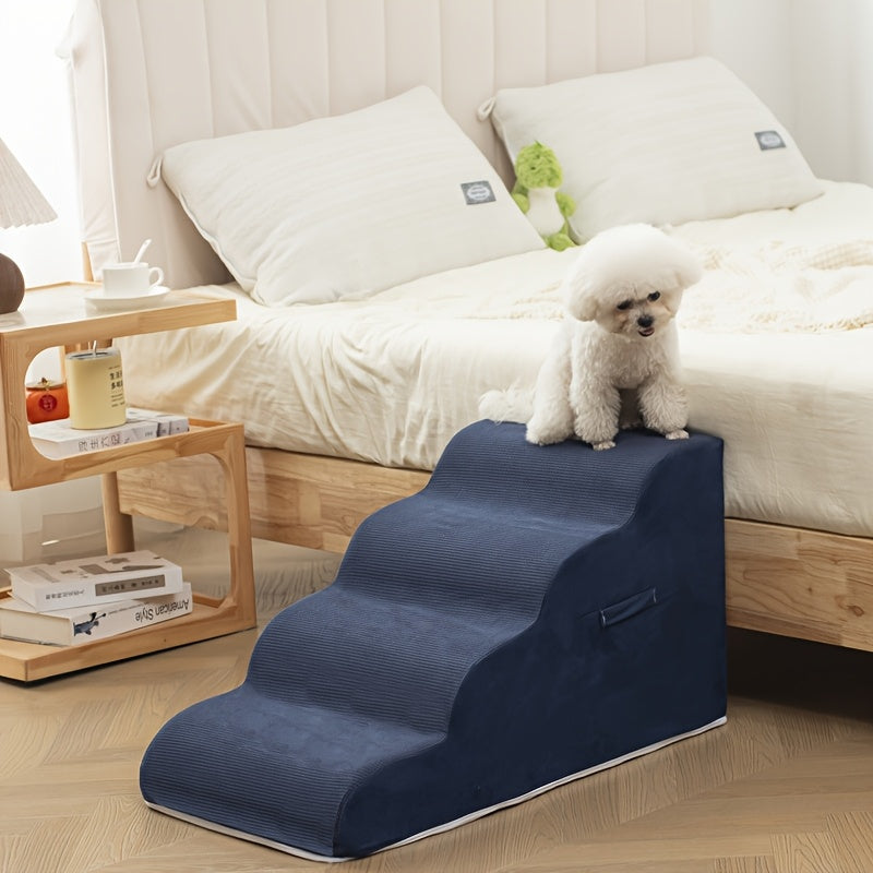 Escada Pet com 2, 3 ou 4 Degraus – Design Confortável com Estampa de Estrelas | Ideal para Cães e Gatos Idosos, Com Lesões ou Mobilidade Reduzida | Degraus em Espuma Resistente
