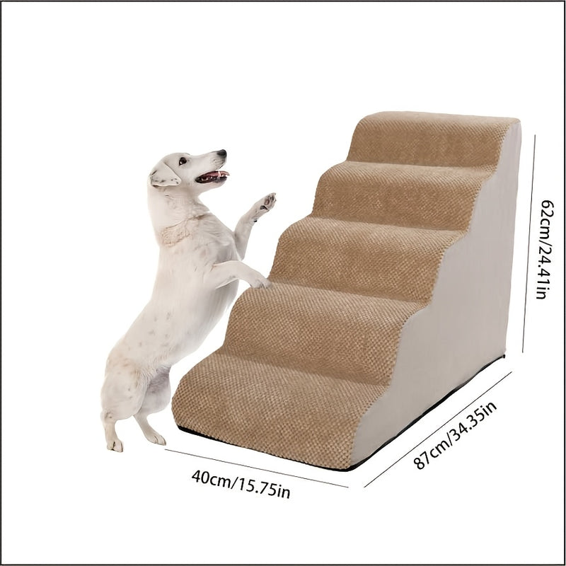 Escada Pet com 2, 3, 4 ou 5 Degraus – Para Cães e Gatos | Superfície Almofadada, Antiderrapante e Tecido Lavável | Ideal para Pets de Pequeno, Médio e Grande Porte | Acesso Fácil a Sofás e Camas