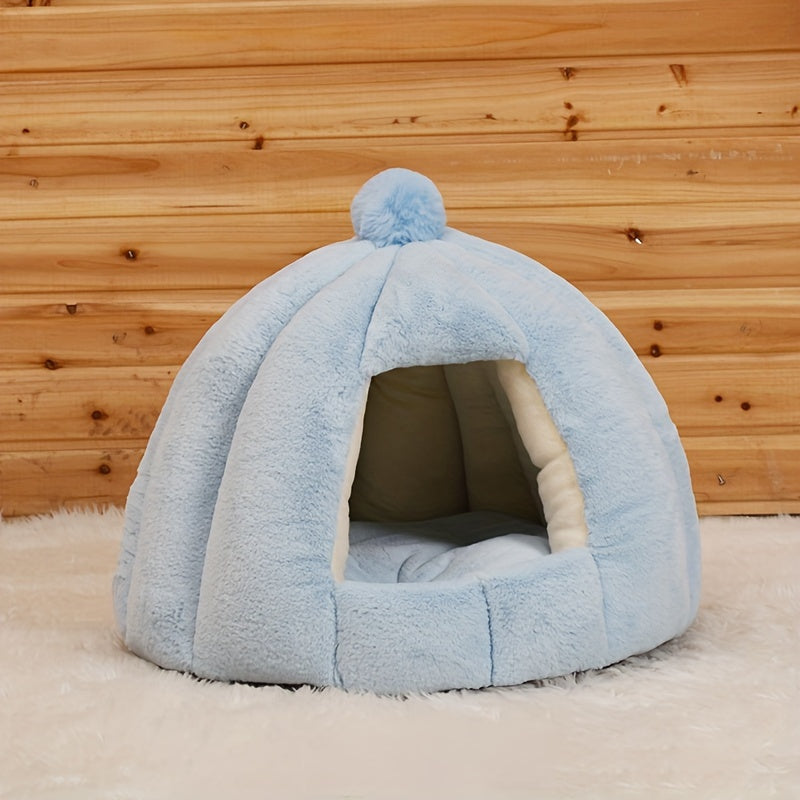 Casinha Confortável de Pelúcia - Material Macio em PP, Pré-Montada, Cama Quente e Aconchegante para Gatos e Cães Pequenos.