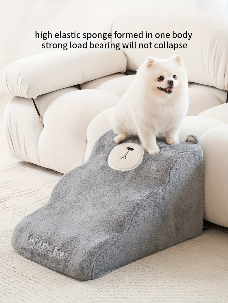 Rampa Pet em Formato de Urso – Compacta, Antiderrapante, com Capa Removível e Lavável | Ideal para Sofá e Cama | Altura 39cm | Para Cães de Pequeno e Médio Porte